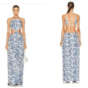 Staud Myla Maxi Dress In Blue Toile Large NWT